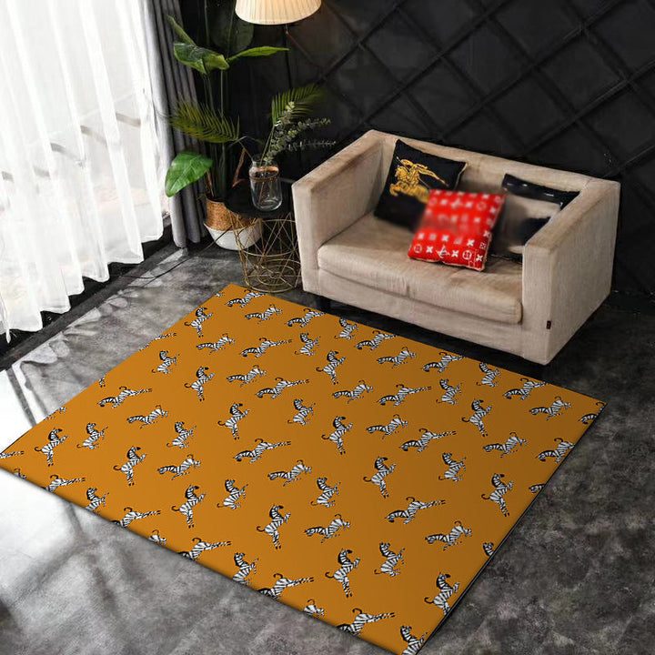 Stornfield | Orange Children's Rug Zebra Animal Print Polyester Stain Resistant Carpet