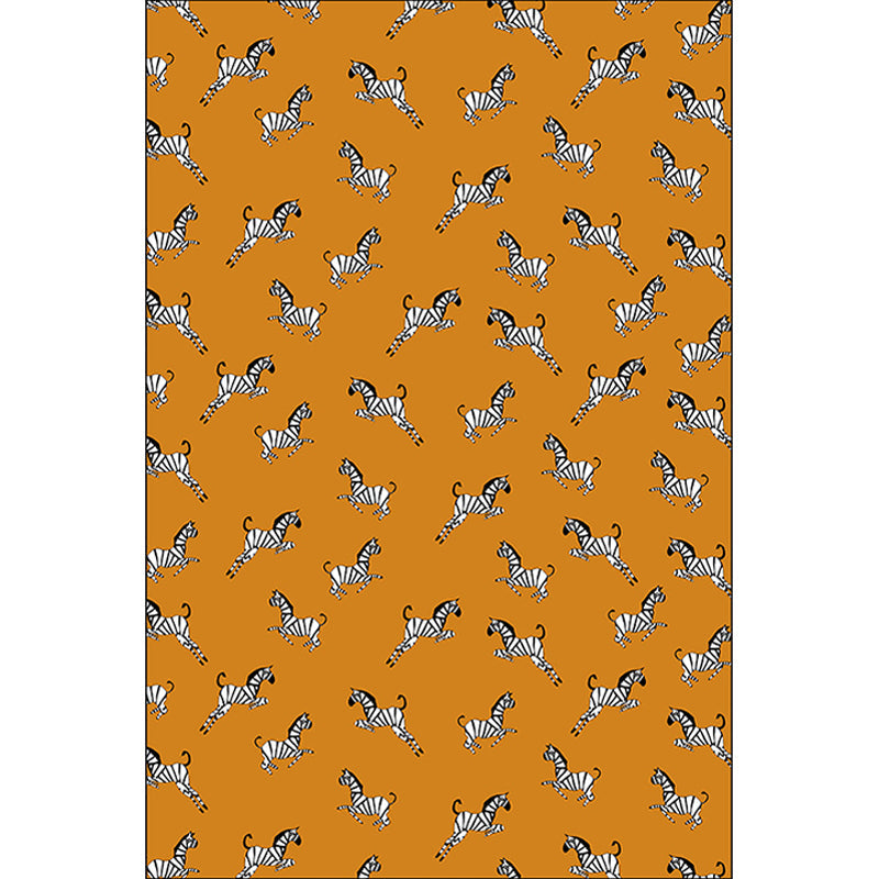 Stornfield | Orange Children's Rug Zebra Animal Print Polyester Stain Resistant Carpet