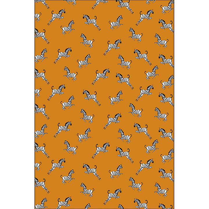 Stornfield | Orange Children's Rug Zebra Animal Print Polyester Stain Resistant Carpet