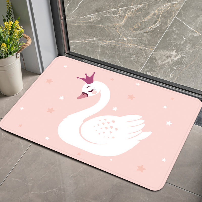 Stornfield | Stylish Children's Rug in Pink and Purple with Swan Dog Bear Animal Pattern in Polyester, Pet-Friendly Rug for Kids' Room