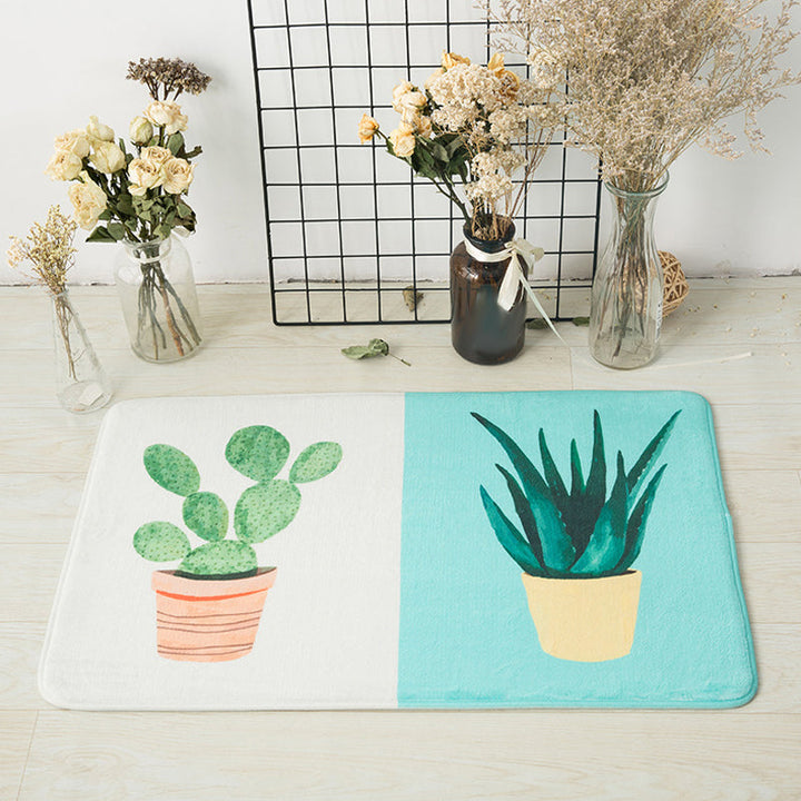 Stornfield | Casual Pink and Yellow Children's Rug with Cactus Aloe Botanical Pattern Non-Slip Polyester Rug for Kids' Room