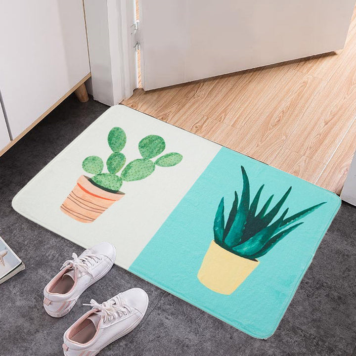 Stornfield | Casual Pink and Yellow Children's Rug with Cactus Aloe Botanical Pattern Non-Slip Polyester Rug for Kids' Room