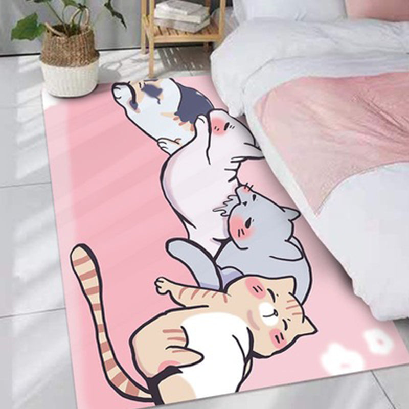 Stornfield | Elegant Kids' Rug in Pink with Unicorn Cat Rabbit Animal Design, Polyester Pet-Friendly Playroom Mat
