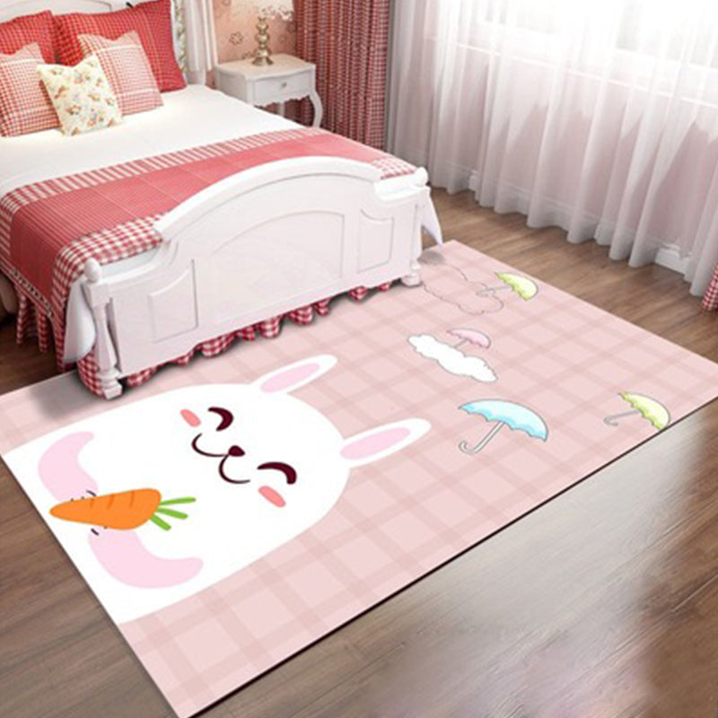 Stornfield | Elegant Kids' Rug in Pink with Unicorn Cat Rabbit Animal Design, Polyester Pet-Friendly Playroom Mat