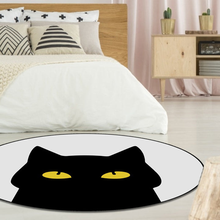 Stornfield | Grey Kids Room Rug Kids Carpet Animal Cat Funny Facial Expression Stain Resistant Polyester Rug