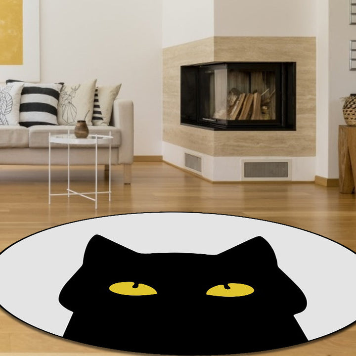 Stornfield | Grey Kids Room Rug Kids Carpet Animal Cat Funny Facial Expression Stain Resistant Polyester Rug