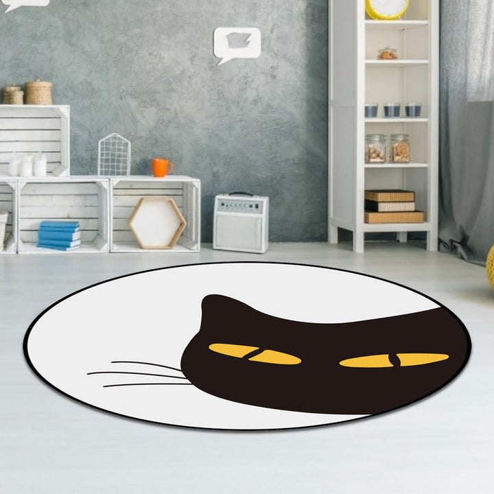 Stornfield | Grey Kids Room Rug Kids Carpet Animal Cat Funny Facial Expression Stain Resistant Polyester Rug