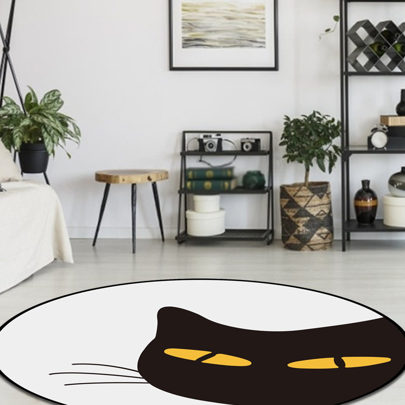 Stornfield | Grey Kids Room Rug Kids Carpet Animal Cat Funny Facial Expression Stain Resistant Polyester Rug