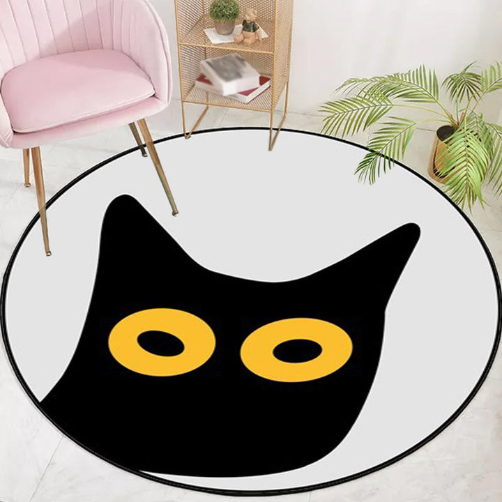 Stornfield | Grey Kids Room Rug Kids Carpet Animal Cat Funny Facial Expression Stain Resistant Polyester Rug