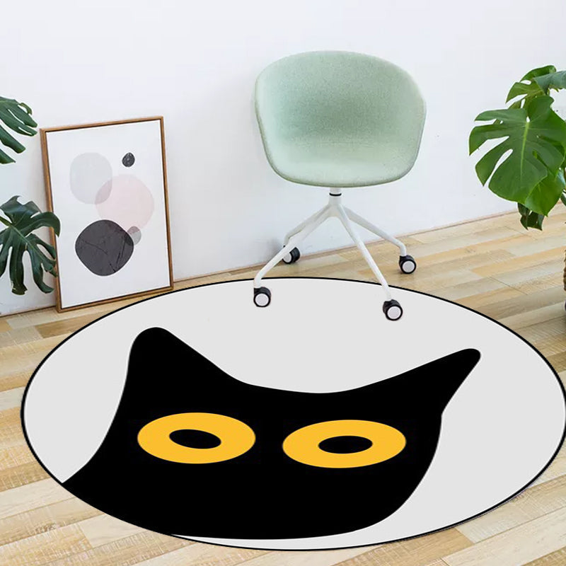 Stornfield | Grey Kids Room Rug Kids Carpet Animal Cat Funny Facial Expression Stain Resistant Polyester Rug