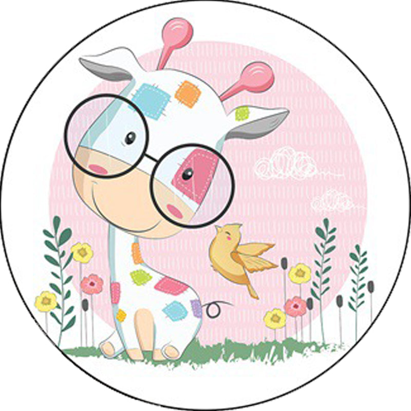 Stornfield | Blue and Pink Children's Animal Pattern Horse Rabbit Polyester Non-Slip Rug