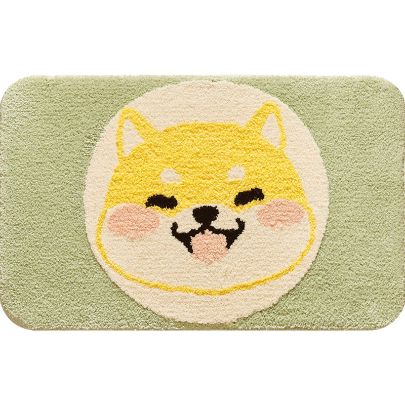 Stornfield | Green Children's Bedroom Rug Kids Animal Carpet Dog Circle Pattern Polyester Mat with Anti-Slip Backing