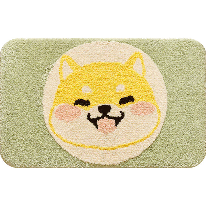 Stornfield | Green Children's Bedroom Rug Kids Animal Carpet Dog Circle Pattern Polyester Mat with Anti-Slip Backing