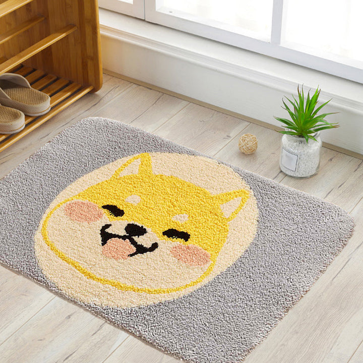 Stornfield | Green Children's Bedroom Rug Kids Animal Carpet Dog Circle Pattern Polyester Mat with Anti-Slip Backing