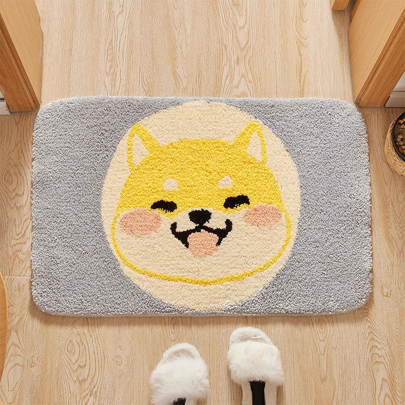 Stornfield | Green Children's Bedroom Rug Kids Animal Carpet Dog Circle Pattern Polyester Mat with Anti-Slip Backing