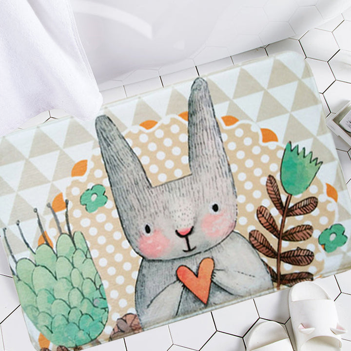 Stornfield | Grey Children's Room Rug Animal Rug for Kids Bunny Heart Flower Pattern Polyester Rug Animal-Friendly