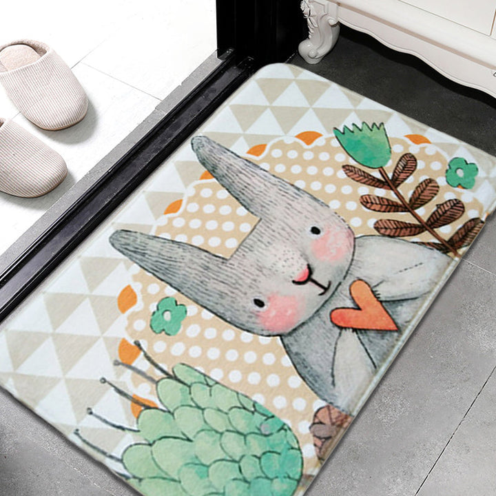 Stornfield | Grey Children's Room Rug Animal Rug for Kids Bunny Heart Flower Pattern Polyester Rug Animal-Friendly