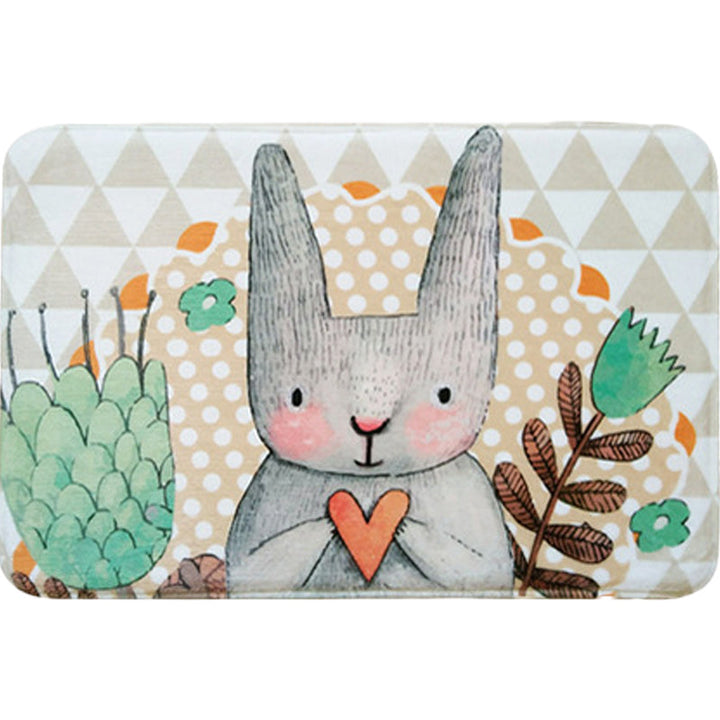 Stornfield | Grey Children's Room Rug Animal Rug for Kids Bunny Heart Flower Pattern Polyester Rug Animal-Friendly