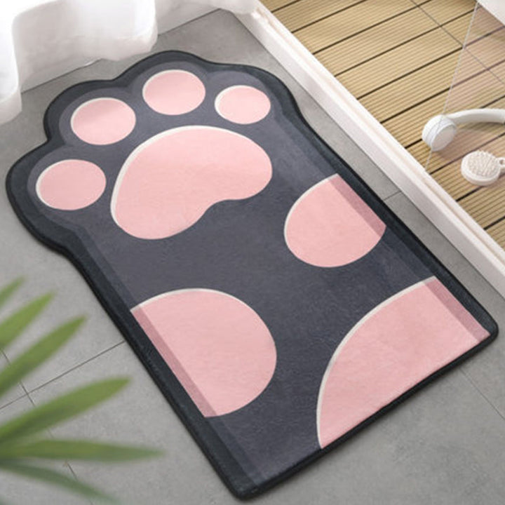 Stornfield | Pink and Purple Uneven Children's Rug with Paw Print Pattern and Bow Polyester Rug with Non-Slip Backing