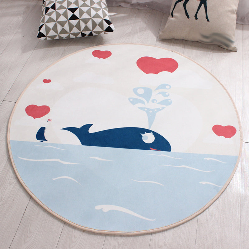 Stornfield | Stylish Kids' Animal Print Rug in Yellow and Green Horse Whale Panda Design, Polyester with Non-Slip Backing for Children's Room