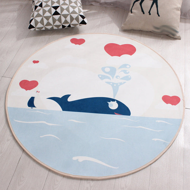 Stornfield | Stylish Kids' Animal Print Rug in Yellow and Green Horse Whale Panda Design, Polyester with Non-Slip Backing for Children's Room