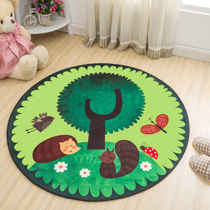 Stornfield | Stylish Kids' Animal Print Rug in Yellow and Green Horse Whale Panda Design, Polyester with Non-Slip Backing for Children's Room