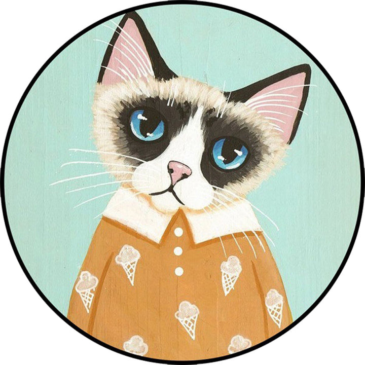 Stornfield | Pink and Blue Polyester Casual Kids Rug with Cat Animal Pattern, Stain Resistant and Non-Slip for Kids Room
