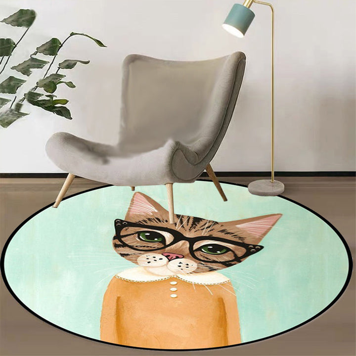 Stornfield | Pink and Blue Polyester Casual Kids Rug with Cat Animal Pattern, Stain Resistant and Non-Slip for Kids Room