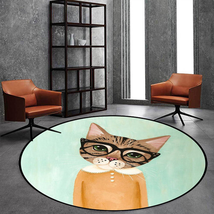 Stornfield | Pink and Blue Polyester Casual Kids Rug with Cat Animal Pattern, Stain Resistant and Non-Slip for Kids Room