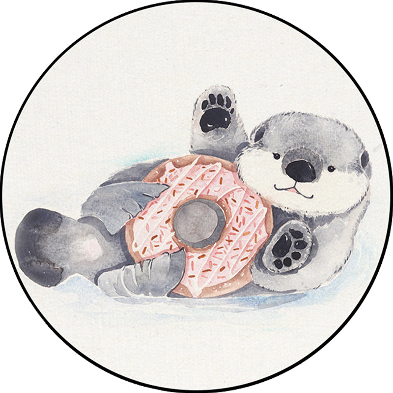 Stornfield | Kids rug in white with fox koala alpaca animal print in polyester, pet friendly, washable area rug