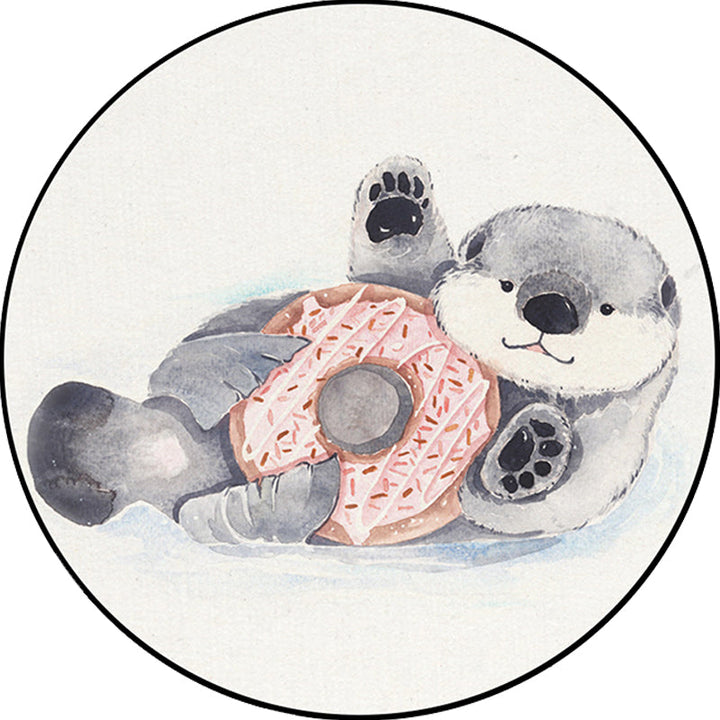 Stornfield | Kids rug in white with fox koala alpaca animal print in polyester, pet friendly, washable area rug