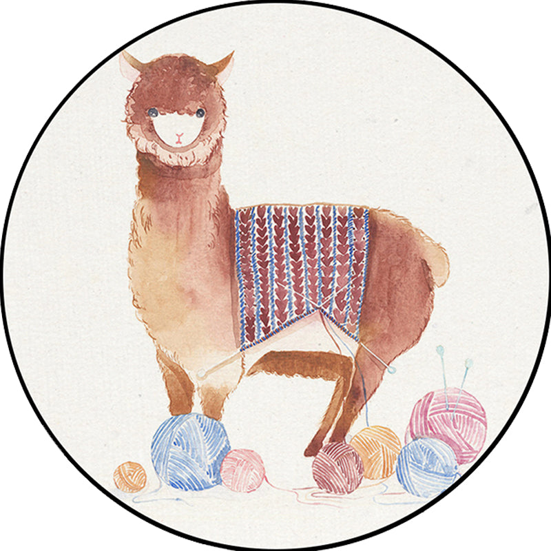 Stornfield | Kids rug in white with fox koala alpaca animal print in polyester, pet friendly, washable area rug