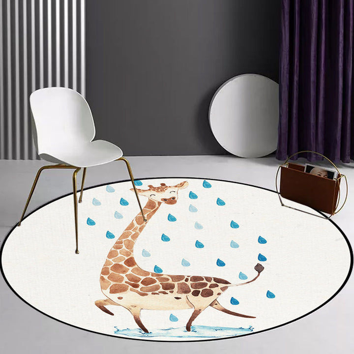 Stornfield | Kids rug in white with fox koala alpaca animal print in polyester, pet friendly, washable area rug