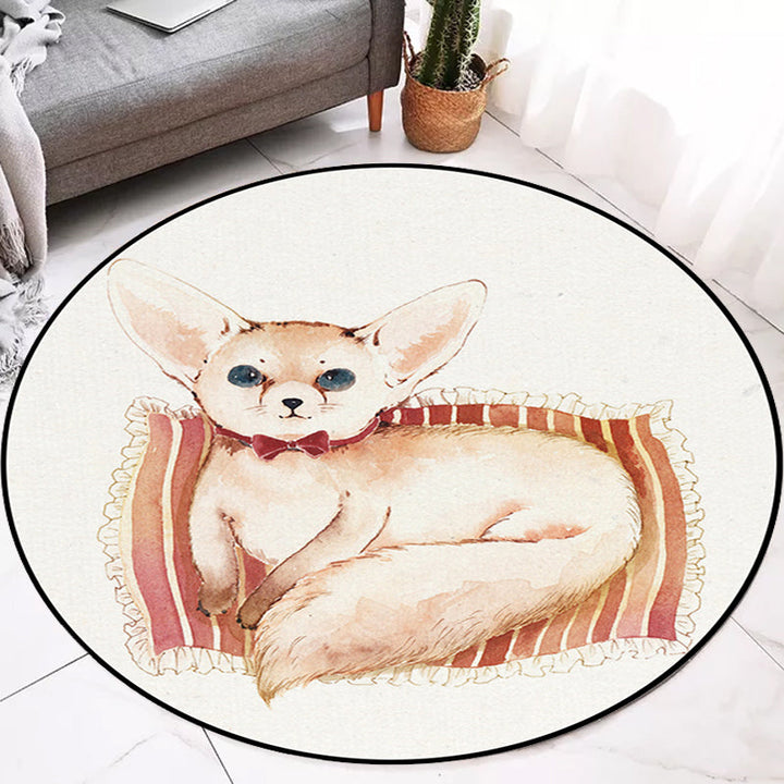 Stornfield | Kids rug in white with fox koala alpaca animal print in polyester, pet friendly, washable area rug