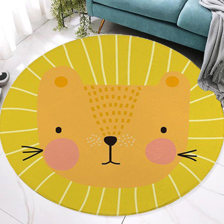 Stornfield | Red and Yellow Kids' Room Rug Area Rug with Animal Pattern for Children Cat Bear Giraffe Washable and Pet-Friendly Polyester