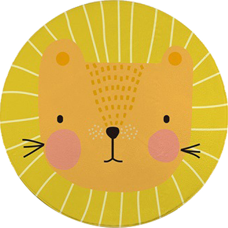 Stornfield | Red and Yellow Kids' Room Rug Area Rug with Animal Pattern for Children Cat Bear Giraffe Washable and Pet-Friendly Polyester