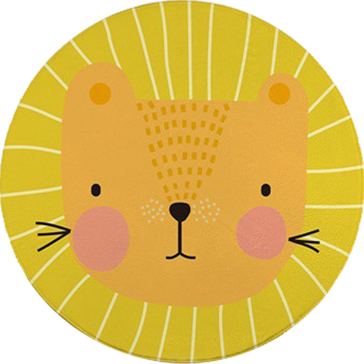 Stornfield | Red and Yellow Kids' Room Rug Area Rug with Animal Pattern for Children Cat Bear Giraffe Washable and Pet-Friendly Polyester