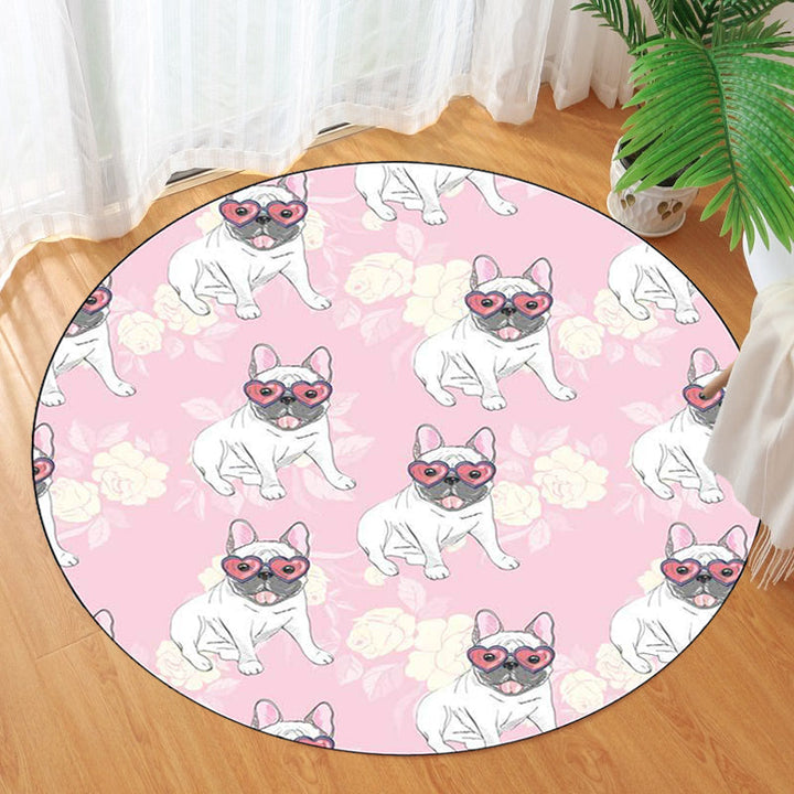 Stornfield | Yellow and Pink Kids' Room Rug Dog Watermelon Leaf Animal Pattern Washable Polyester Rug
