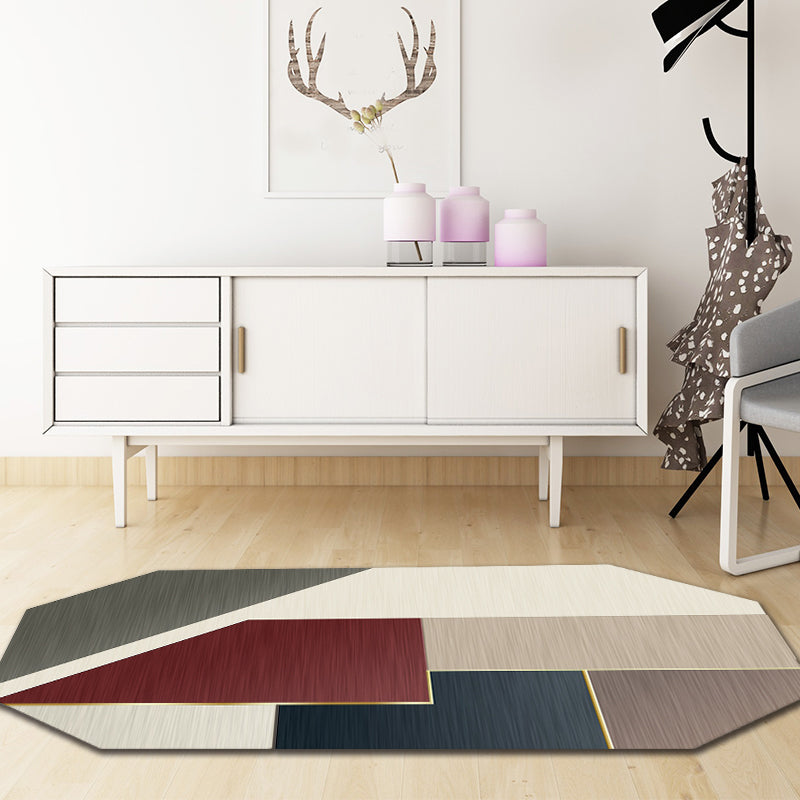 Stornfield | Modern Brown Colour Block Polyester Living Room Rug, Machine Washable Carpet