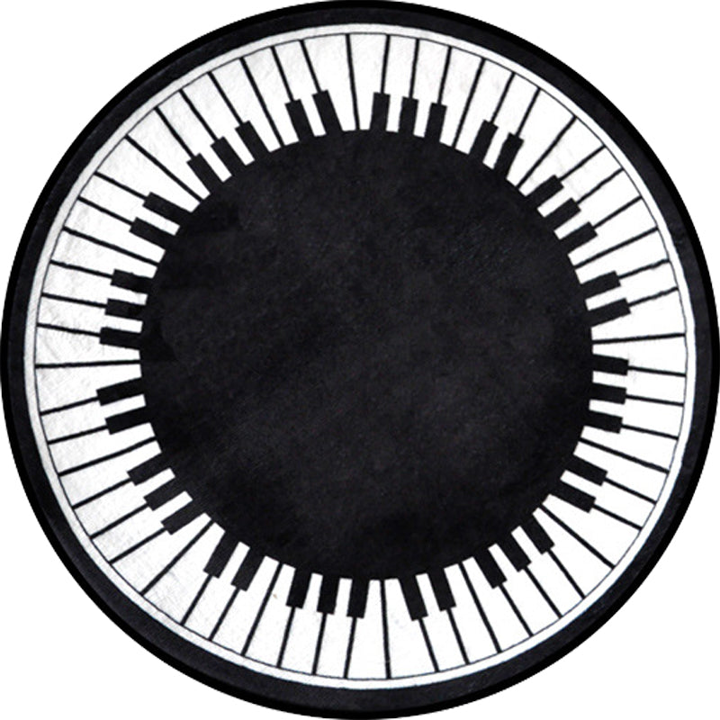 Stornfield | Kids' Rug with Stylish Black and White Piano Music Design Pet Friendly Polyester Rug for Nursery