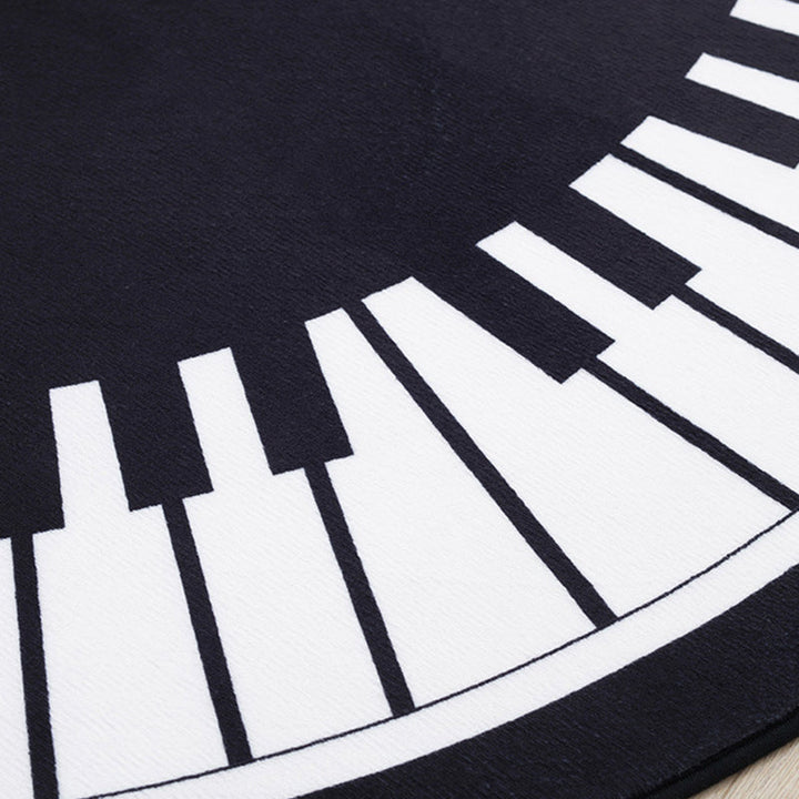 Stornfield | Kids' Rug with Stylish Black and White Piano Music Design Pet Friendly Polyester Rug for Nursery