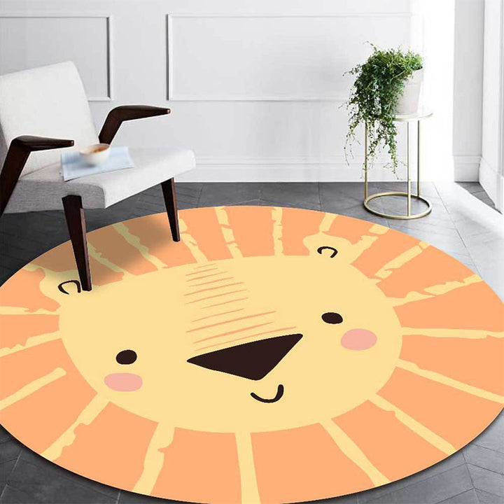 Stornfield | Kids' Lion Animal Print Yellow Bedroom Rug Non-Slip Pet-Friendly Polyester Area Rug