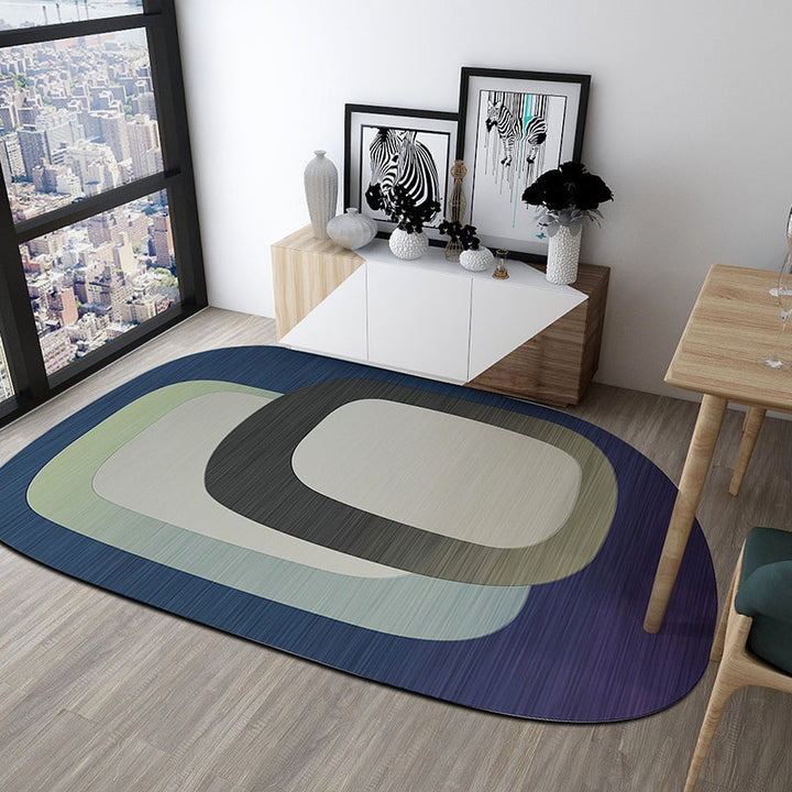 Stornfield | Irregular Bedroom Rug in Green and Pink, Modern Rainbow Color Block Pattern, Washable Polyester Rug