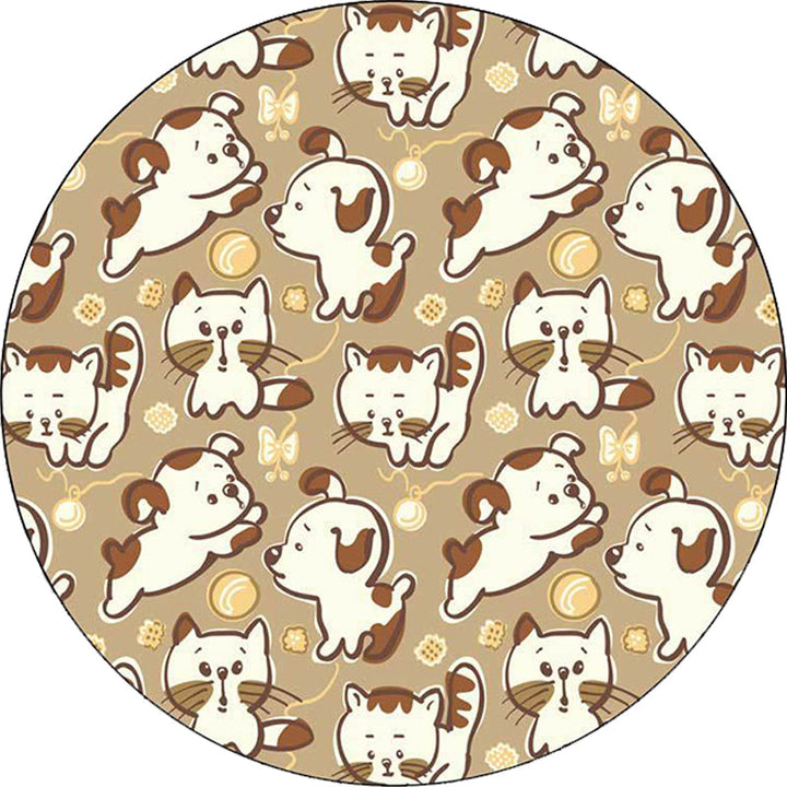 Stornfield | Polyester Kids Room Rug with Brown and Pink Dog Cat Animal Print, Non-Slip Mat