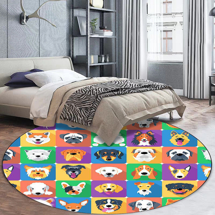 Stornfield | Polyester Kids Room Rug with Brown and Pink Dog Cat Animal Print, Non-Slip Mat