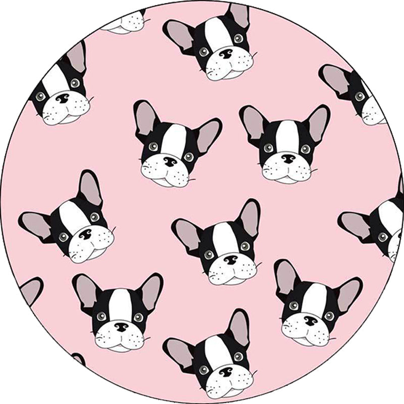 Stornfield | Polyester Kids Room Rug with Brown and Pink Dog Cat Animal Print, Non-Slip Mat