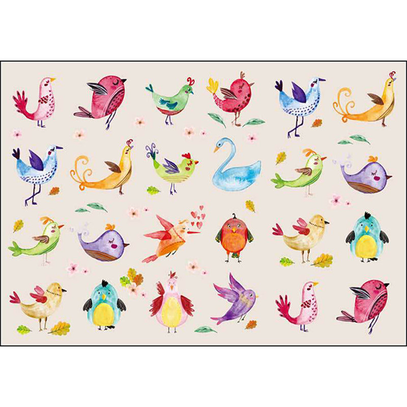 Stornfield | Ivory Children's Room Rug Panda Bird Pattern Kids Rug Machine Washable Non-Slip Polyester Rug