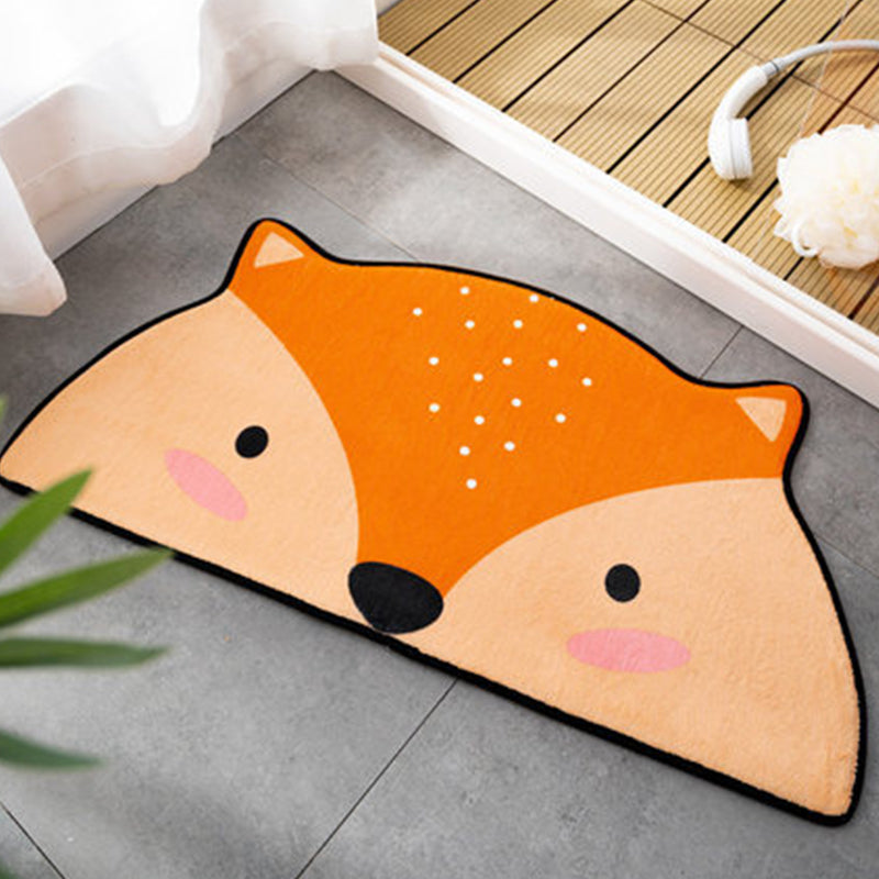 Stornfield | Irregular Orange and Green Animal Pattern Frog Cat Bear Kids Bedroom Rug Friendly Polyester Rug
