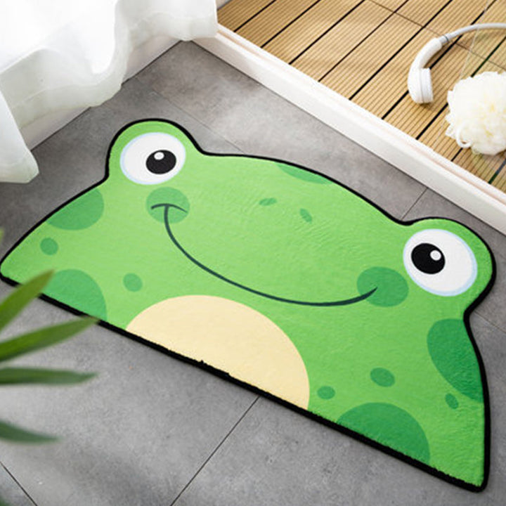 Stornfield | Irregular Orange and Green Animal Pattern Frog Cat Bear Kids Bedroom Rug Friendly Polyester Rug