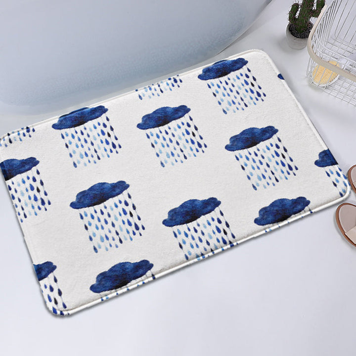 Stornfield | Children's Rug with White Fairytale Cloud Print Non-Slip Polyester Rug Play Mat